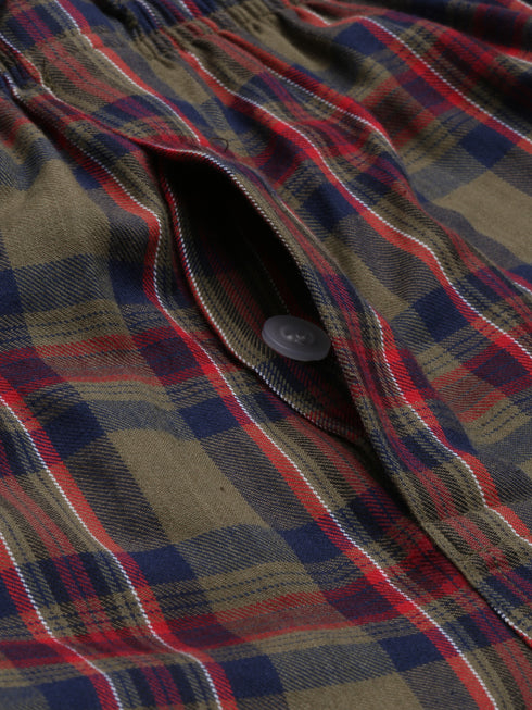 Olive Checked Pure Cotton Sleepsuit